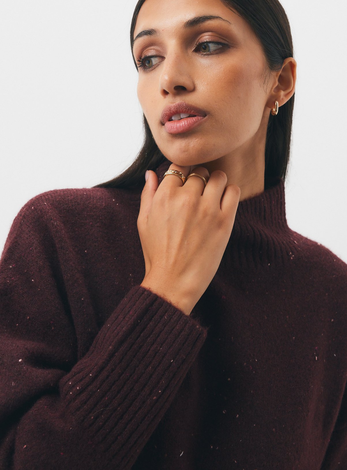 Dark Red High Neck Oversized Jumper XL - Image 3 thumbnail